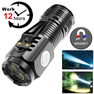 Super Bright Mini LED Flashlight Keychain Pocket Magnetic Torch-USB-Rechargeable