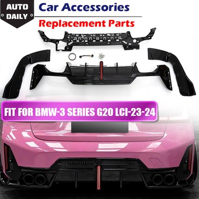 Gloss Black Rear Lower Diffuser with LED Light FOR BMW 3 Series G20 LCI 2023--24