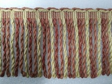 6 yards BULLION FRINGE 6" - RED RUST/CREAM/GOLD - Upholstery Chair Fabric Trim
