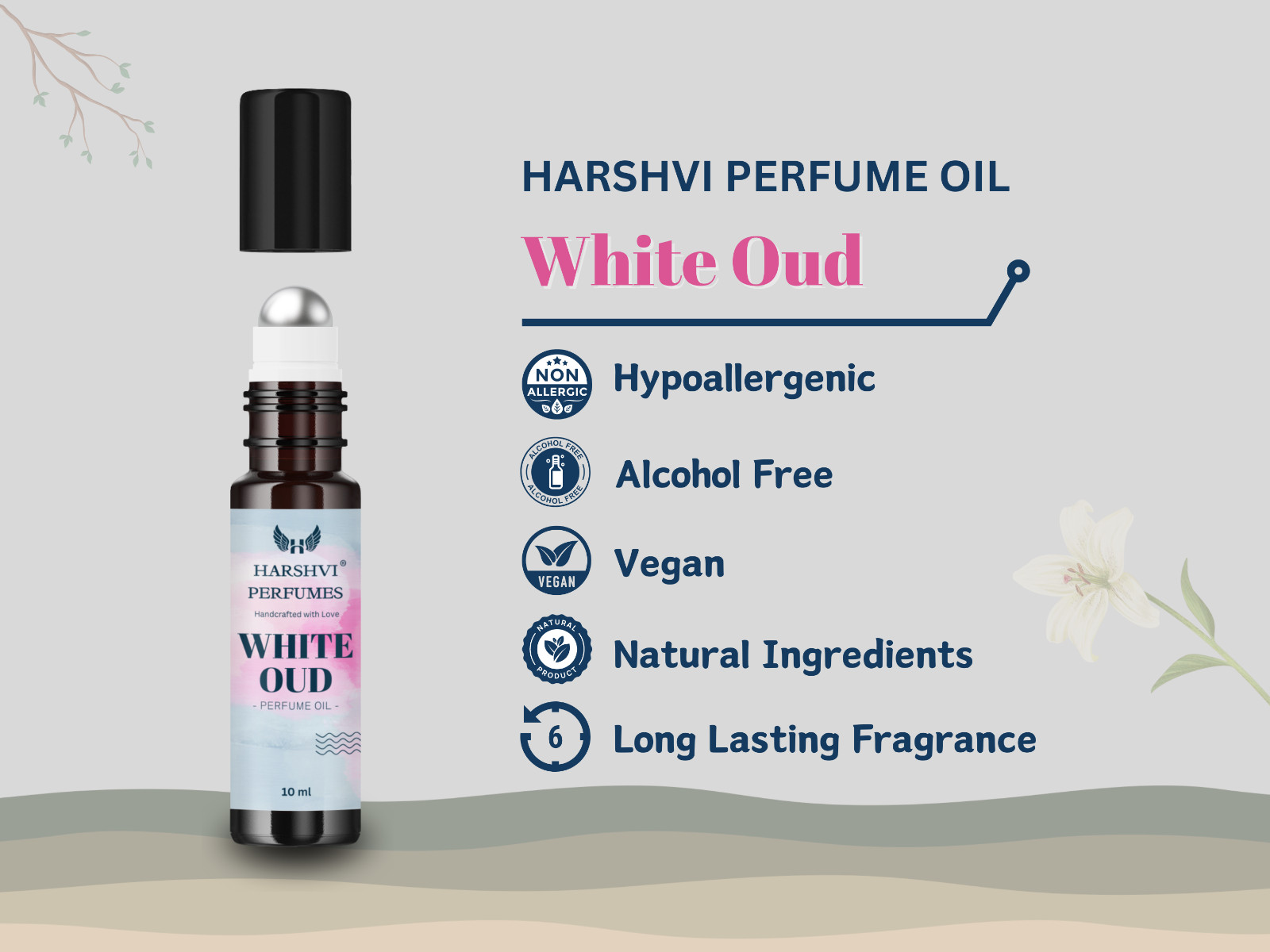 Aceite/Atar de Perfume Concentrado White Oud Premium, Unisex Leñoso de Larga Duración