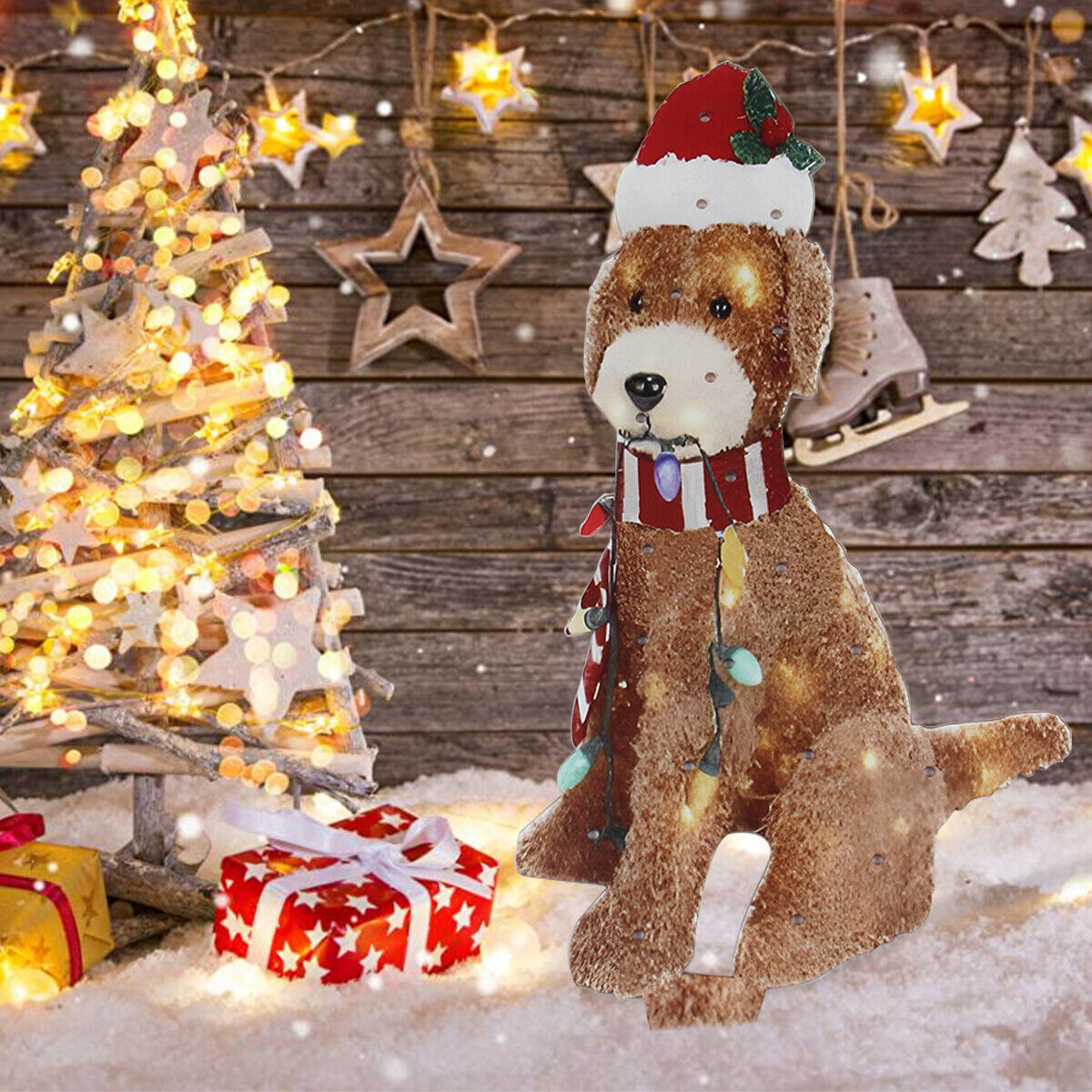 Christmas Bright Lights Goldendoodle Waterproof LED Outdoor Party