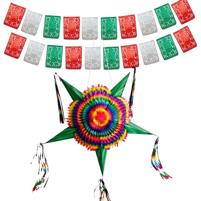 Extra Large (32'') Green Piñata and Virgin of Guadalupe 2-Pack Party Banner 