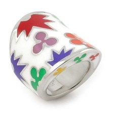 Alan K. Designo Collection Large Ring Multicolor Enamel Resin  925 St/Silver