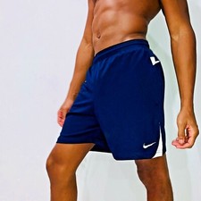 Nike 90s Rare Vintage Soccer Shorts Satin Nylon Glanz Navy Blue White Small