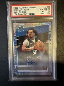 2020-21 Cole Anthony Donruss Choice Rated Rookie Auto RC #208 PSA 10/10 Magic