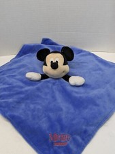 Disney Baby Mickey Mouse Lovey Plush Security Blanket Square Blue Satin Soft