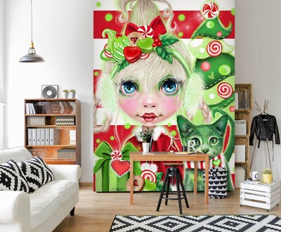 3D Green Cat Girl A1068 Wallpaper Wall Mural Self-adhesive Sheena Pike Amy