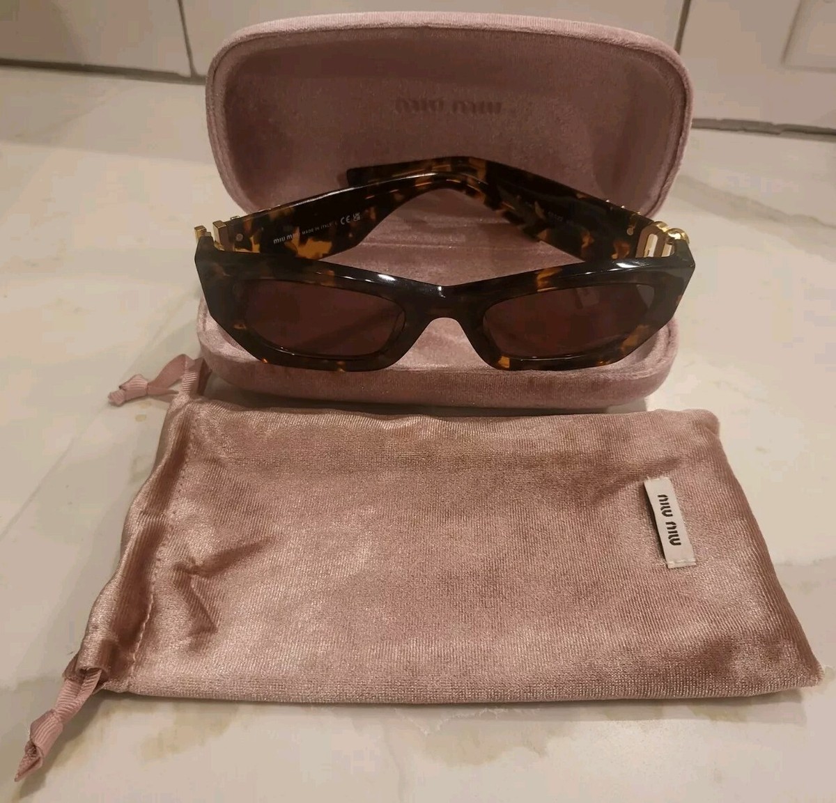 Miu Miu Glimpse SMU09W Tortoise Frame Rectangle Oversized