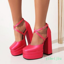Party Women's Super High Block Heels Platform Dance Evening Ball Gown Shoes 2026