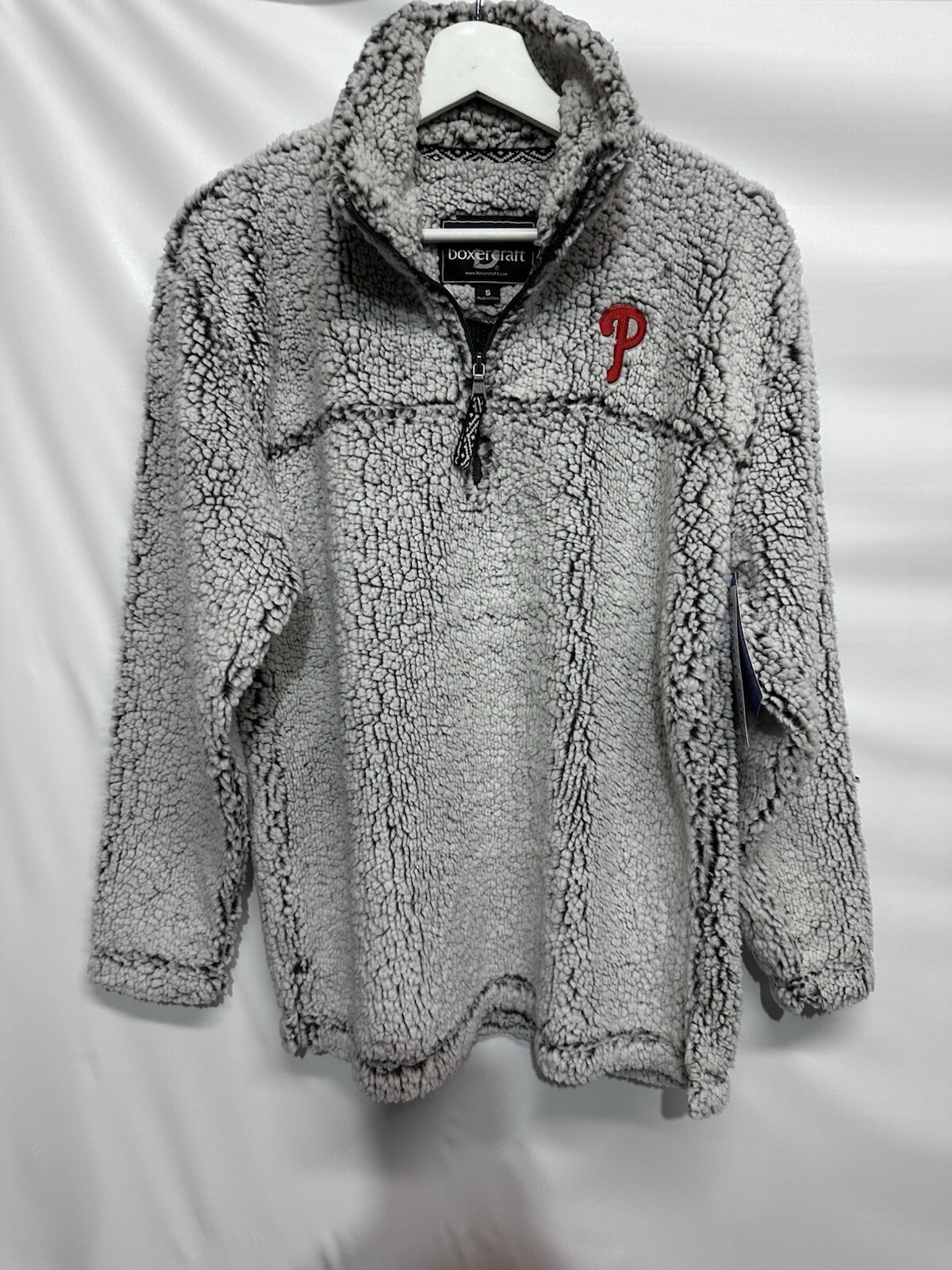 Philadelphia  Phillies Sherpa 1/4 Zip Jacket Pullover by Boxercraft NEW M