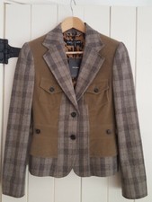 Dolce & Gabbana Herringbone Tweed Plaid Cord Grey Brown Blazer Jacket It 40 Uk 8