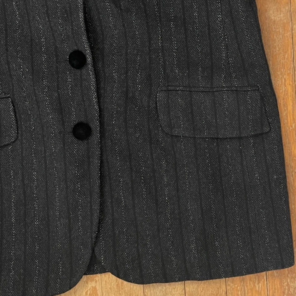 Vintage Wool Blend Suit Set Womens Size Large 1990s Striped Jacket & Pants Gray - Image 3 of 4