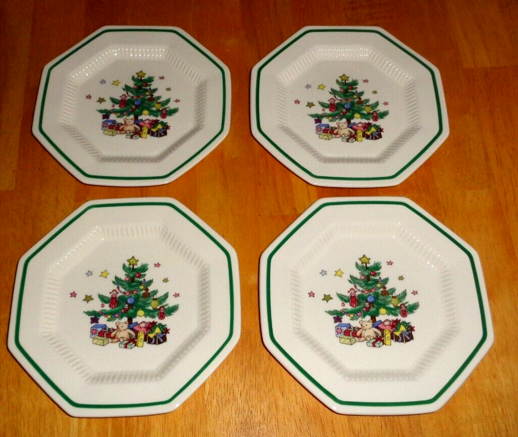 Nikko Christmastime Bread & Butter Plates Octagonal 6.5" Set of 4 eBay