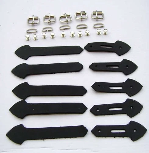 LEDERECKE KONSTANZ Lederriemen-Set Schnalle Silber Nieten 5 Pack Zum selber basteln 20mm Schwarz