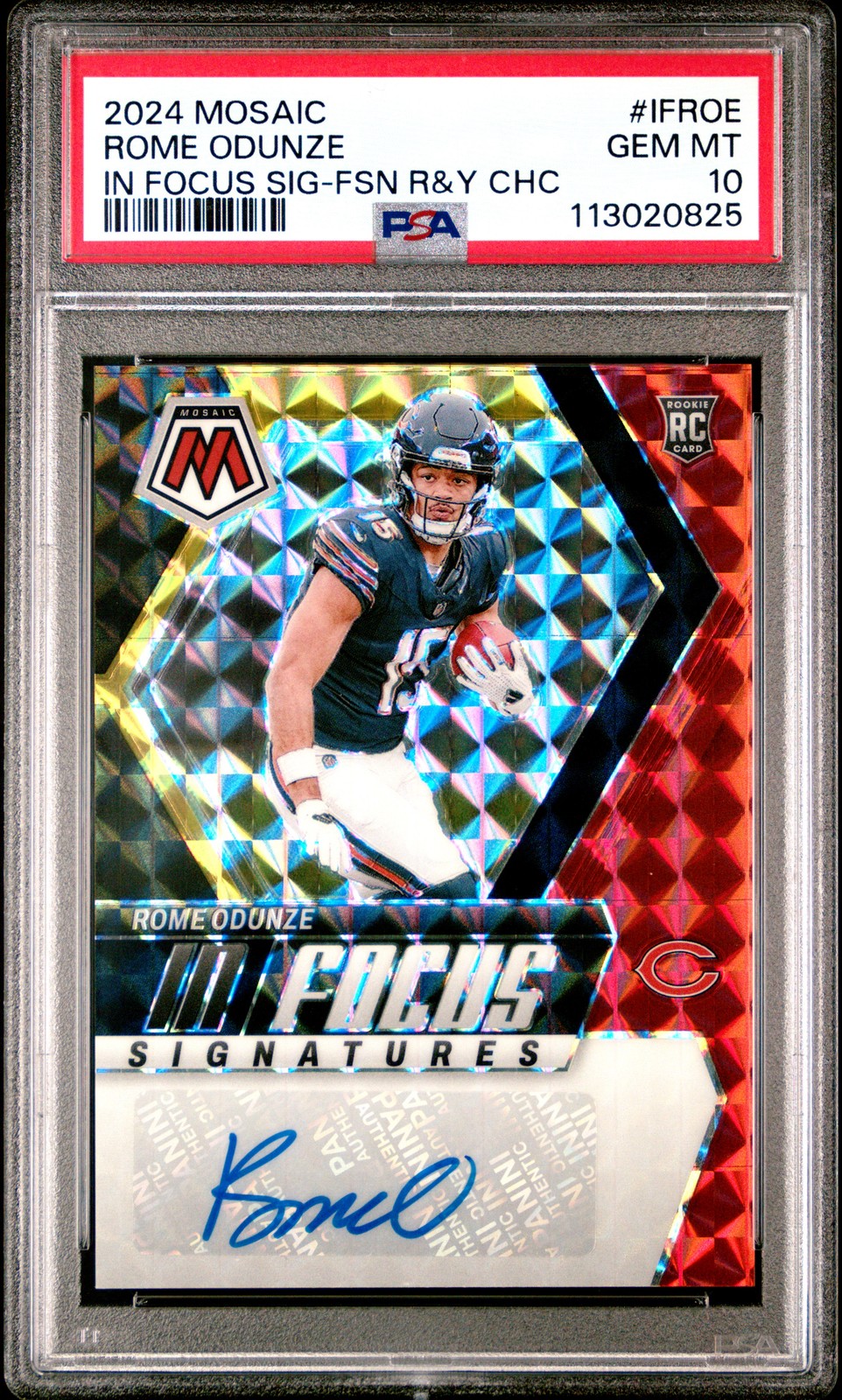 2024 Panini Mosaic In Focus Signatures #IFROE Rome Odunze In Focus Sig PSA 10