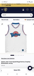 Tune Squad Space Jam Bugs Bunny #1 Basketball Jersey Small Adult