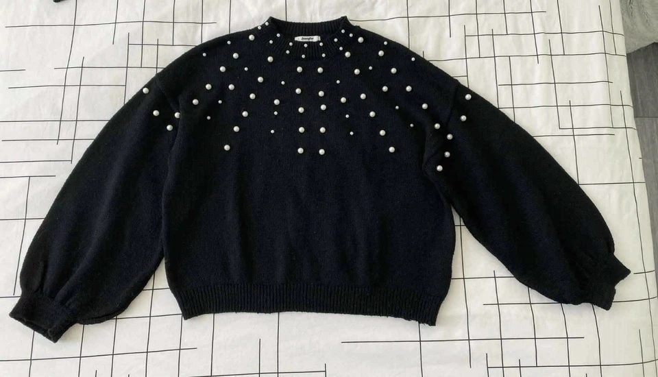 Pull femme noir avec perles JENNYFER Taille XS (34) - Photo 1/4
