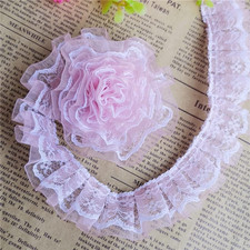 10 Yard Pleated Organza Lace Edge Trim Ribbon 1 Inch Wide Assorted Colors Trimmi