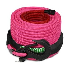 Synthetic Winch Rope, 3/8'' x 85ft 25,000LBS Double 3/8 Inch x 85 Feet Pink