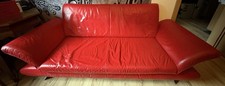 Designer- Sofa Koinor "Rossini" Leder Zweisitzer Rot manuelle Funktion Couch