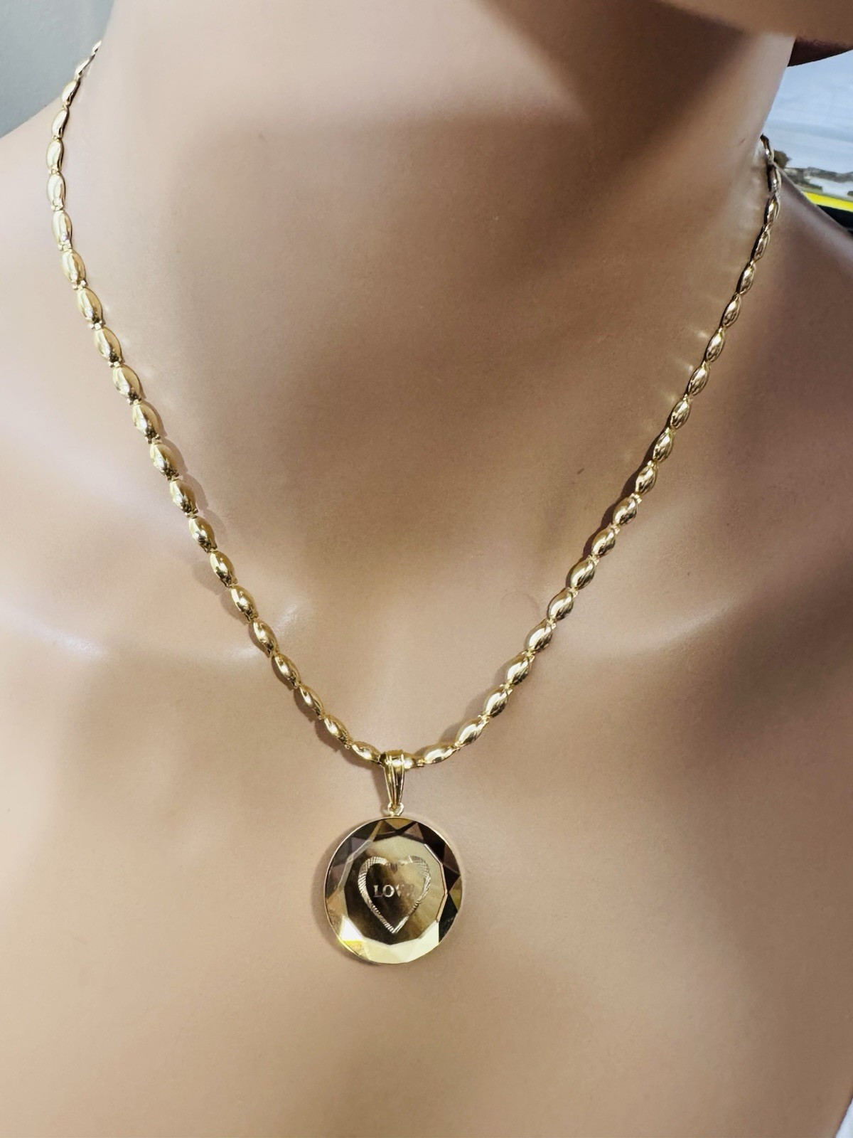 RARE 18K K18 Japan Gold Round Heart Pendant W/ Necklace 17/17.5” Long 14.6g 4mm image 6