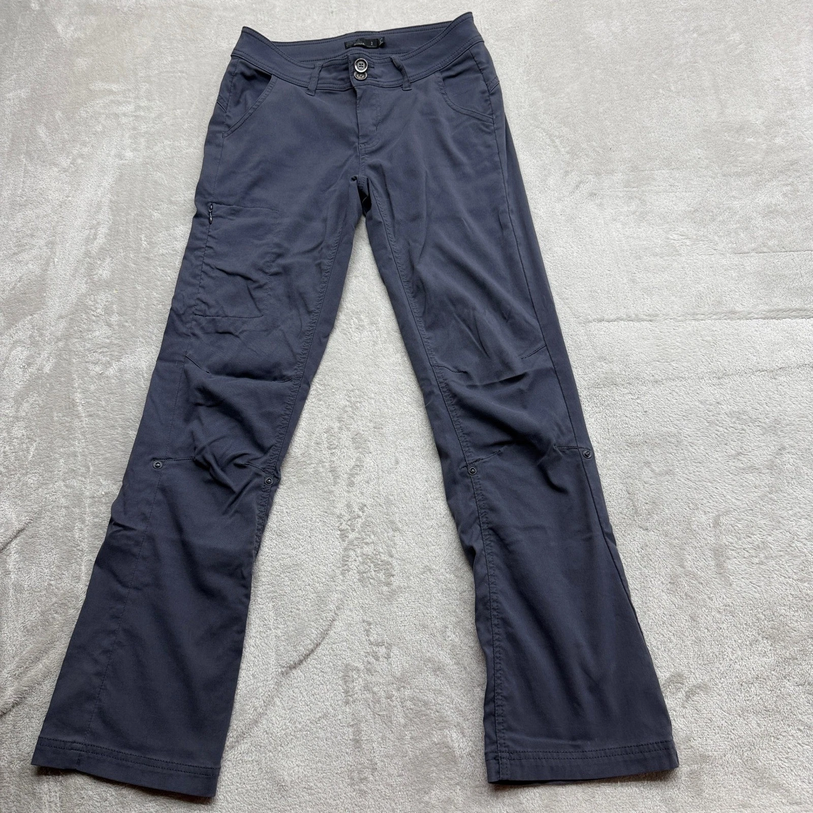 prAna Halle Straight Leg Hiking Pants Womens 2 Charcoal Gray Stretch Zion Travel
