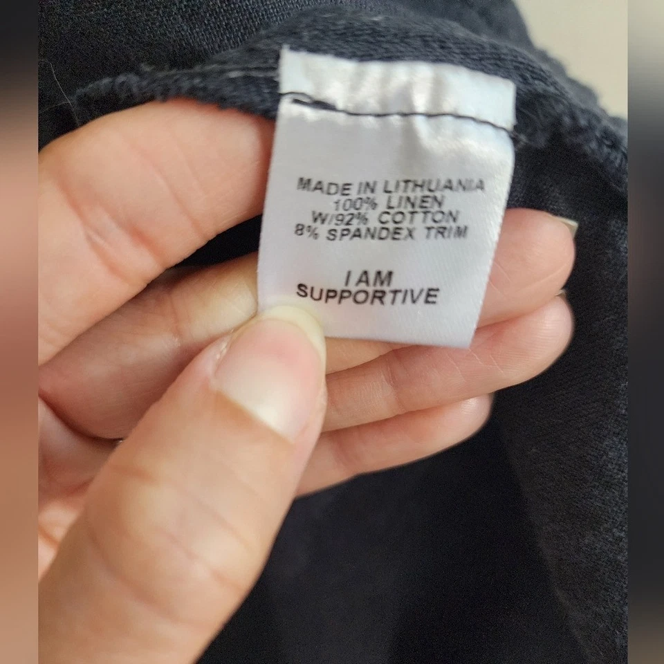 Chaqueta FLAX Lino Frente Abierto Pequeña Azul Cascada Cárdigan Manga Larga Bolsillos Foto 4 de 4