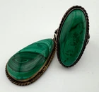 Native Set Malachite Ring & Pendant Signed Vintage Sterling Silver 18.2g