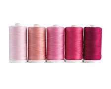 Pink Assorted 100 Cotton Thread Set 5 Spools 1200 Yard 50 Weight Rosy Glow