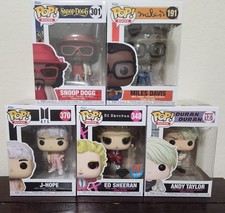 Funko Pop Rocks Lot:SNOOP,MILES DAVIS,J-HOPE,ANDY TAYLOR, & ED SHEERAN Exclusive