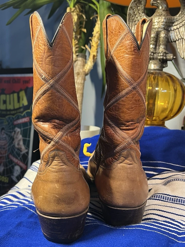 Винтажные ковбойские сапоги из коричневой кожи на заказ размер 11 Armando's сделано в США Техас - Изображение 4 из 4