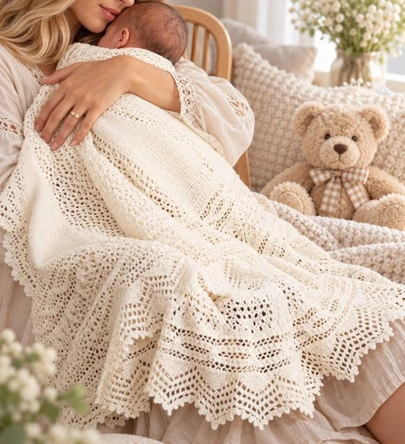 Baby Shetland Shawl Knitting Pattern in gossamer 1ply 42" 833