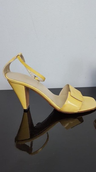 Women Jil Sander Heels Yellow Leather 36.5