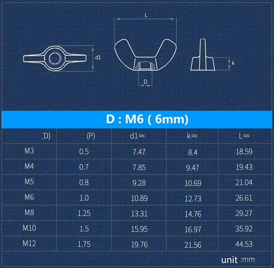Flügelmuttern Messing DIN 315 Muttern Flügelmutter M3 M4 M5 M6 M8 M10 M12 - Bild 2 von 4