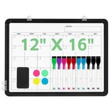 Monthly Calendar Whiteboard for Wall 16" X 12" Small Double-Sided Dry Erase C...