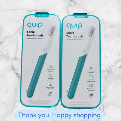 #ad LOT OF 2 Boxes Quip Sonic Vibration Green Electric Toothbrush Great For Travel $24.00