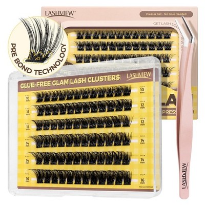 LASHVIEW Self Adhesive Lashes Clusters Eyelashes,Press-on Lashes 10-16mm