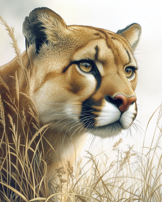 #ad 8x10 Cougar Portrait Wild Illustration 541991509 $6.95