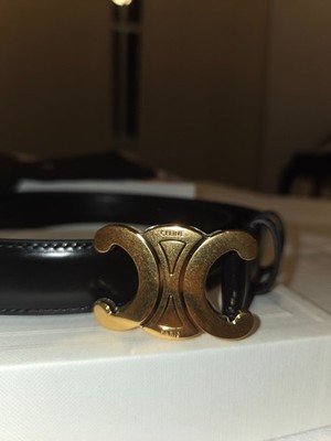 Celine Medium 25MM Triomphe Belt In Taurillon Leather - Size 75