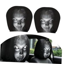 2PCS Ghost Face Headrest Covers   Elastic Scary Face Headrest Car Seat A