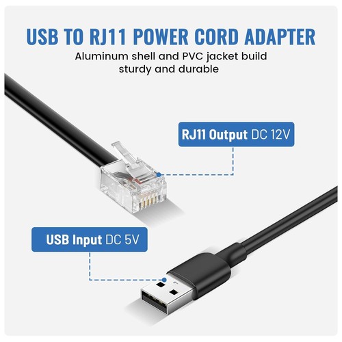 Câble de prise USB vers Rj11, câble d'alimentation pour détecteur de