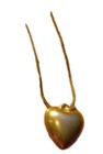 Vintage Korea Gold Puff Heart Necklace Pedent With Chain — photo 1