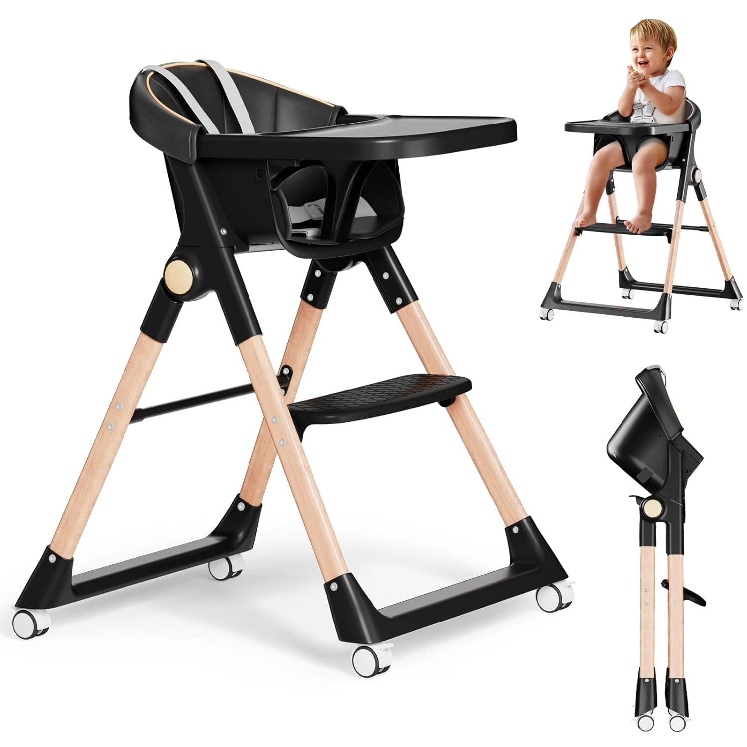 Baby High Chair, High Chairs for Babies and Toddlers, Convertible Folding High C
Opens in a new wind