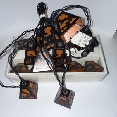 Halloween Pumpkin Face Lantern String Lights Black/Orange Corded Electric