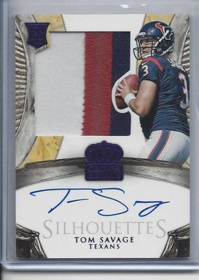 TOM SAVAGE 2014 CROWN ROYALE PURPLE SILHOUETTE JUMBO 3 CL PATCH AUTO RC #D 18/25