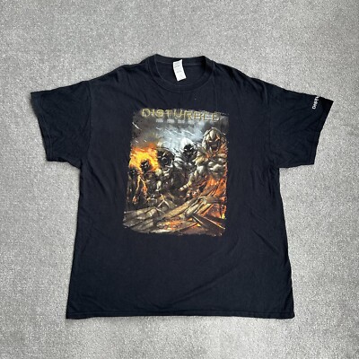 DISTURBED Herren Rock T-Shirt Extra Large Heavy Metal Gildan Logo 19014 Schwarz