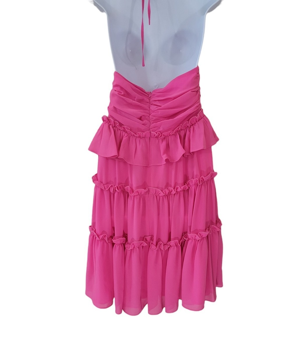 New ONE33 SOCIAL 4 Bright Fuchsia Ruffle Tiered Halter Dress New ONE33 SOCIAL 4 Bright Fuchsia Ruffle Tiered Halter Dress