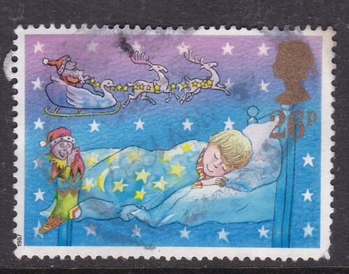 Wielka Brytania 1987 Śpiące dziecko Ojciec Boże Narodzenie i sanie 26p Fine Used SG 1377 W bardzo dobrym stanie - Zdjęcie 1 z 1