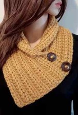 handmade womans crochet button cowl scarf gold heather new