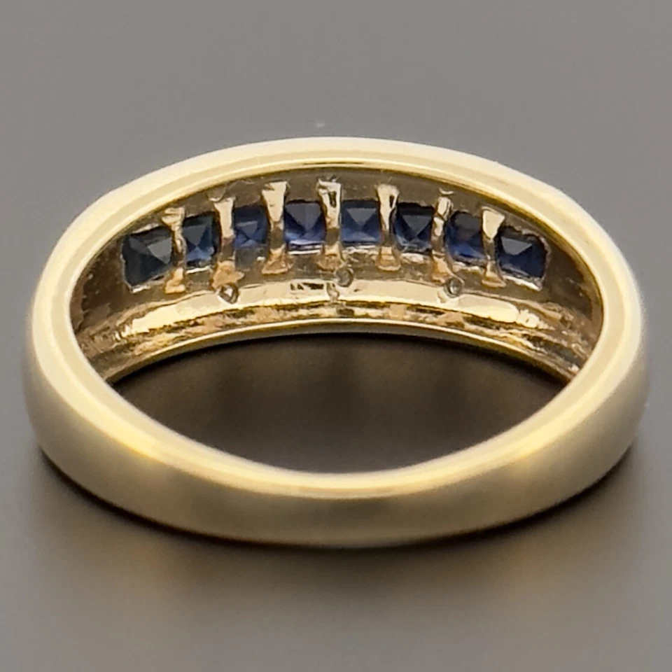 9ct Yellow Gold Sapphire & Diamond Cluster Ring Size I Hallmarked - Image 4 of 4
